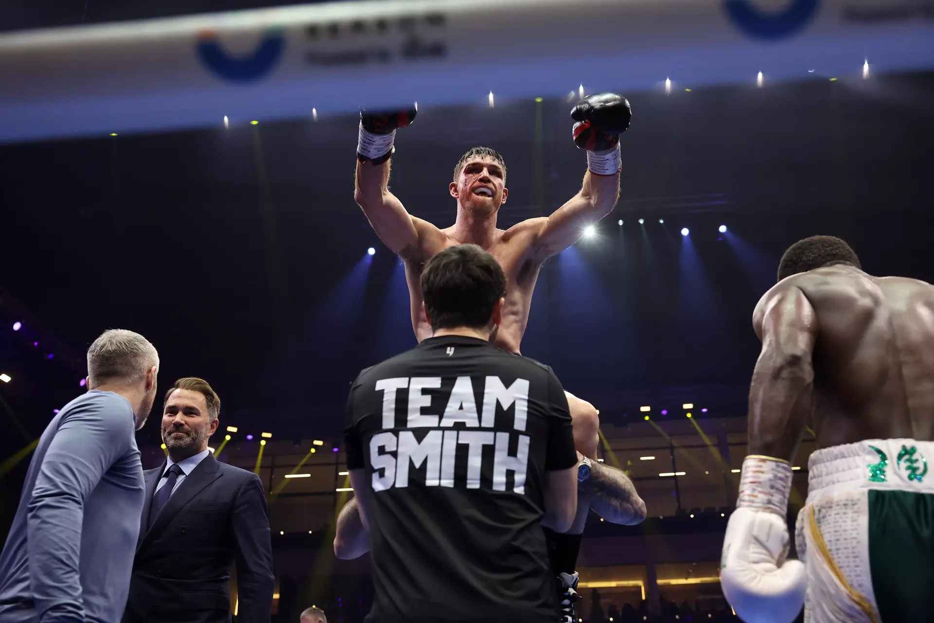 Callum Smith celebrates his February 2025 victory over Joshua Buatsi.