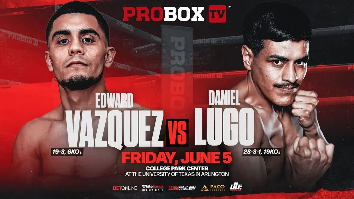 Fight art for the event headlined by Edward Vazquez vs. Daniel Lugo on June 5, 2026.