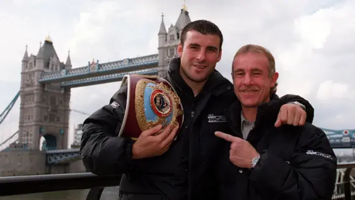 Joe Calzaghe, pictured with his father and trainer Enzo
