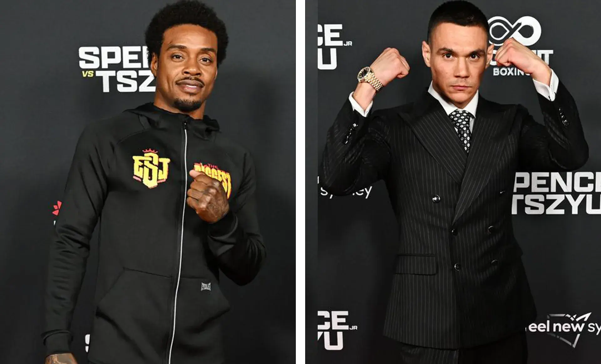 Errol Spence Jnr and Tim Tszyu at the grand arrivals for their fight on July 25, 2026