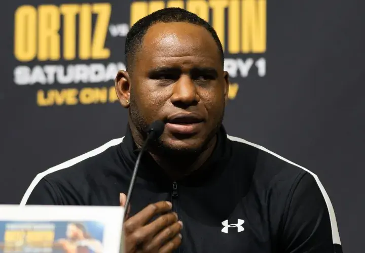 Heavyweight contender Frank Sanchez speaks at a press conference.