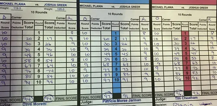 Greer Plania Official Scorecards