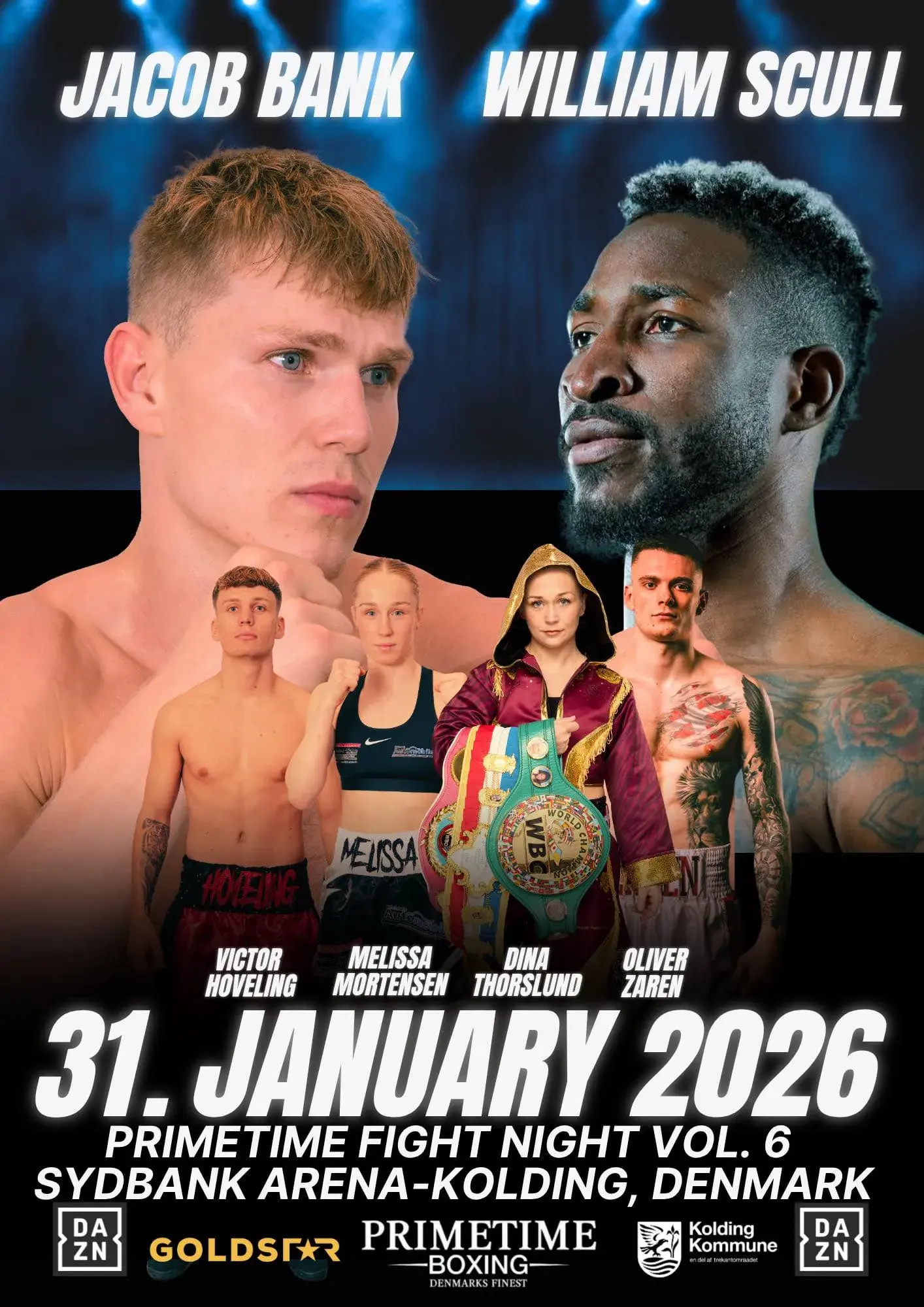 The fight poster for Jacob Bank vs. William Scull on January 31, 2026.