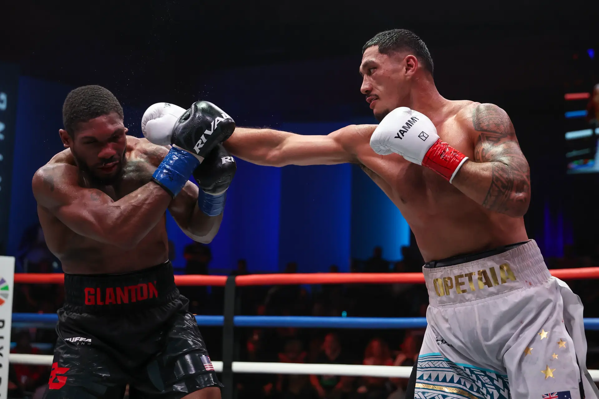 Jai Opetaia lands a jab on Brandon Glanton