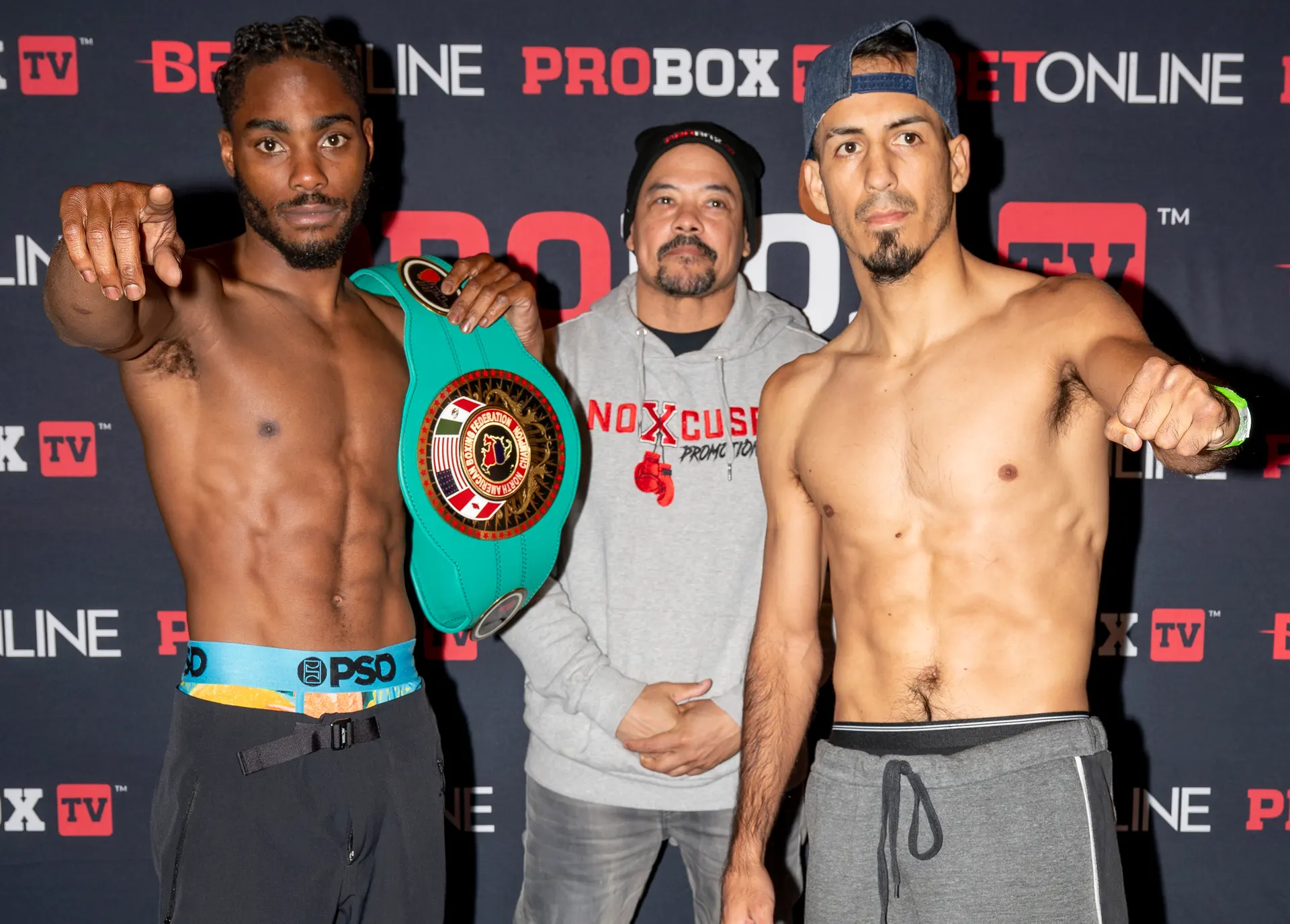 Jordan White and Jose Matias at the weigh-in.
