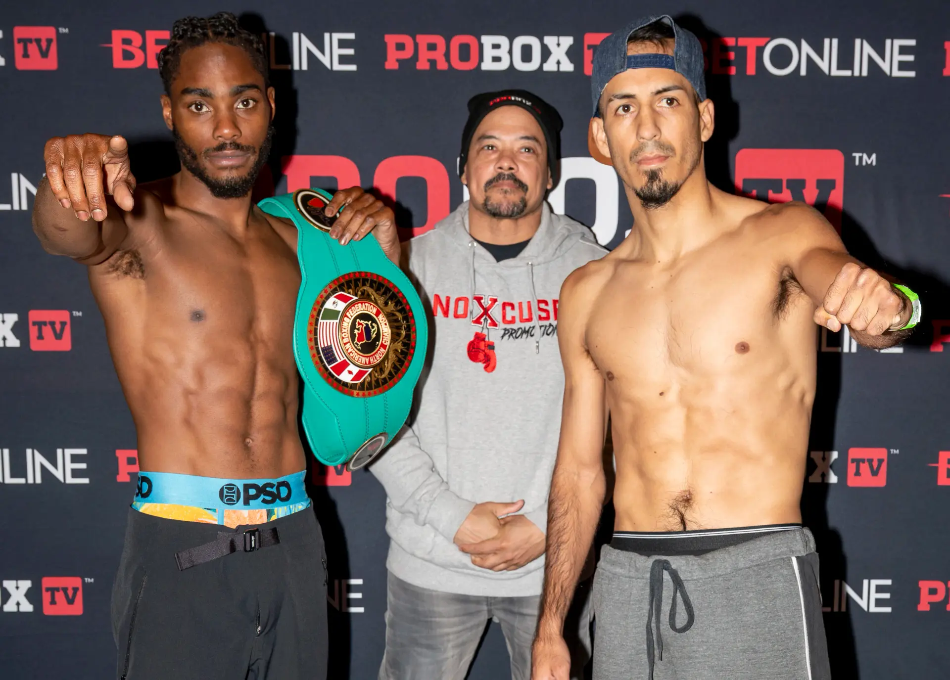 Jordan White and Jose Matias at the weigh-in.