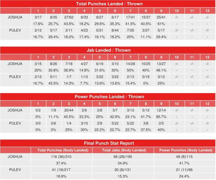 Joshua Pulev Compubox Punch Stats
