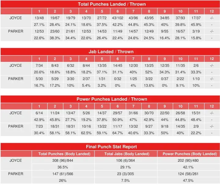 Joyce Parker Compubox Punch Stats