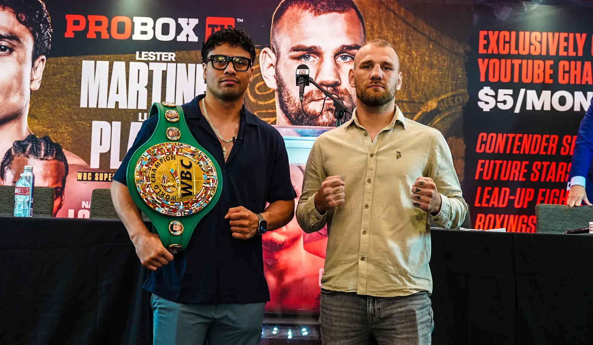 WBC interim super-middleweight champion Lester Martinez and challenger Luka Plantic meet for the first time on Jun 29 2026