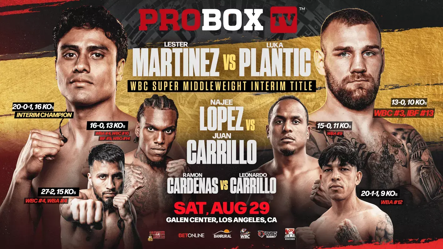 Lester Martinez-Luka Plantic poster for August 29, 2026 at the Galen Center in Los Angeles