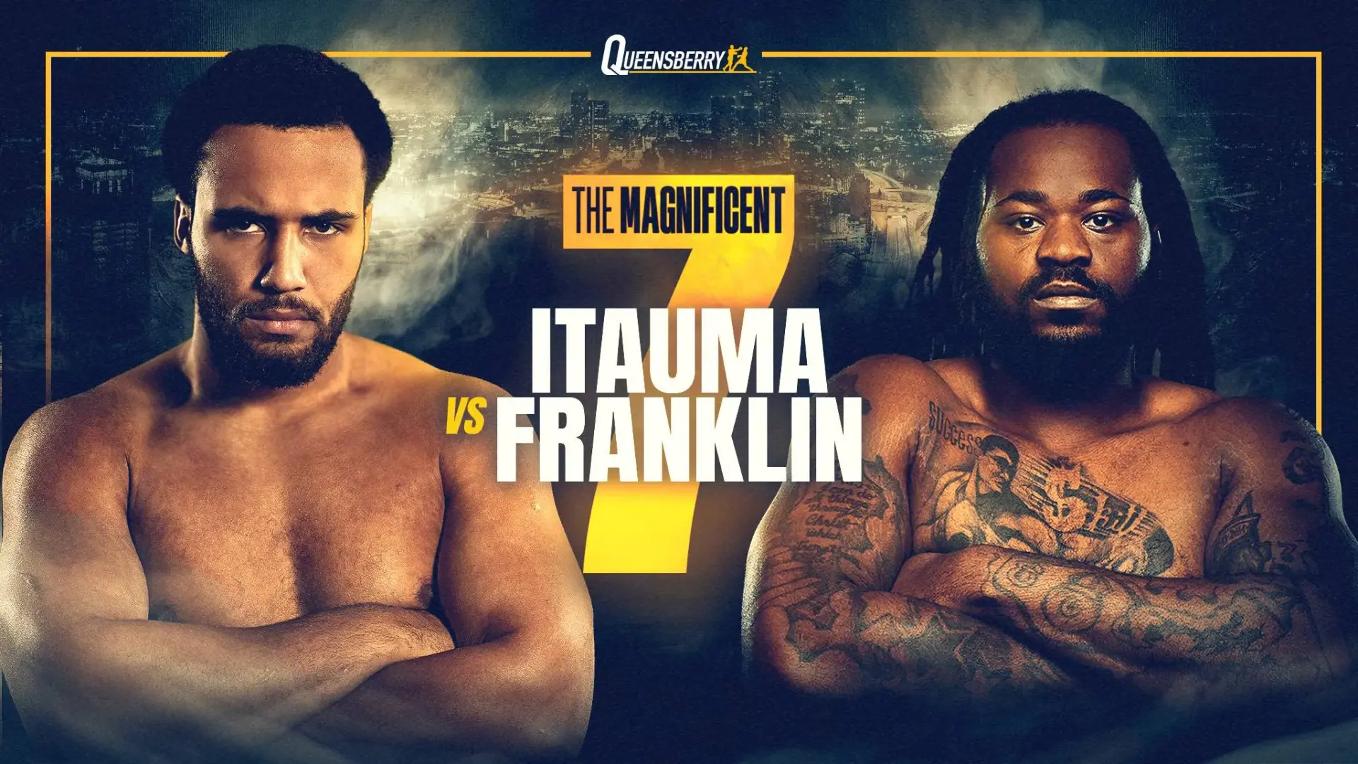 Fight art for the March 28, 2026, show headlined by Moses Itauma vs. Jermaine Franklin.