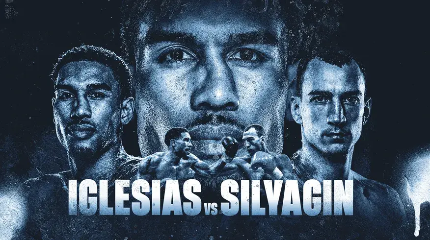 Fight art for the match between Osleys Iglesias and Pavel Silyagin on April 9, 2026.