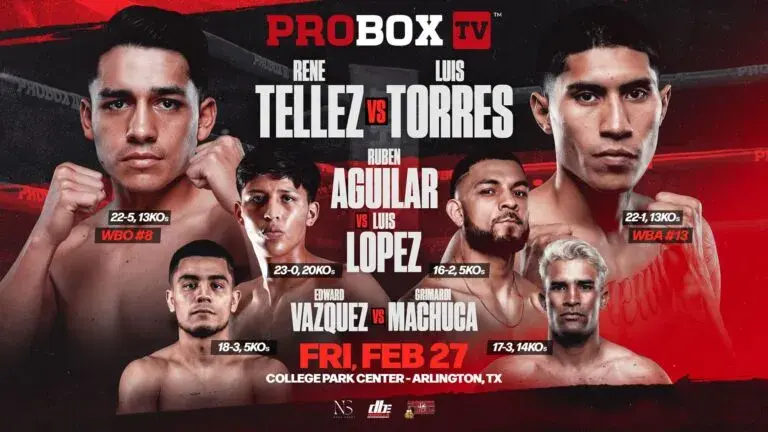 The fight artwork for the February 27, 2026, show headlined by Rene Tellez Giron vs. Luis Torres.