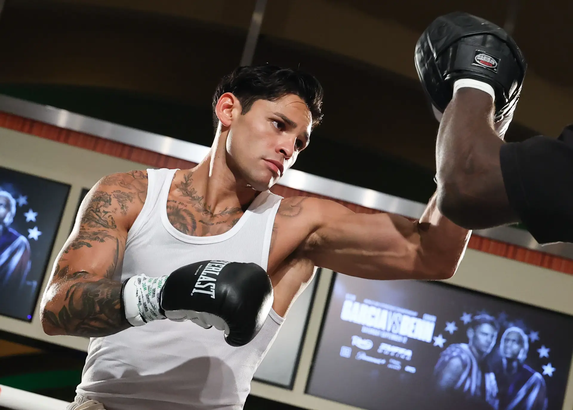 Ryan Garcia at his open media workout for the Conor Benn fight