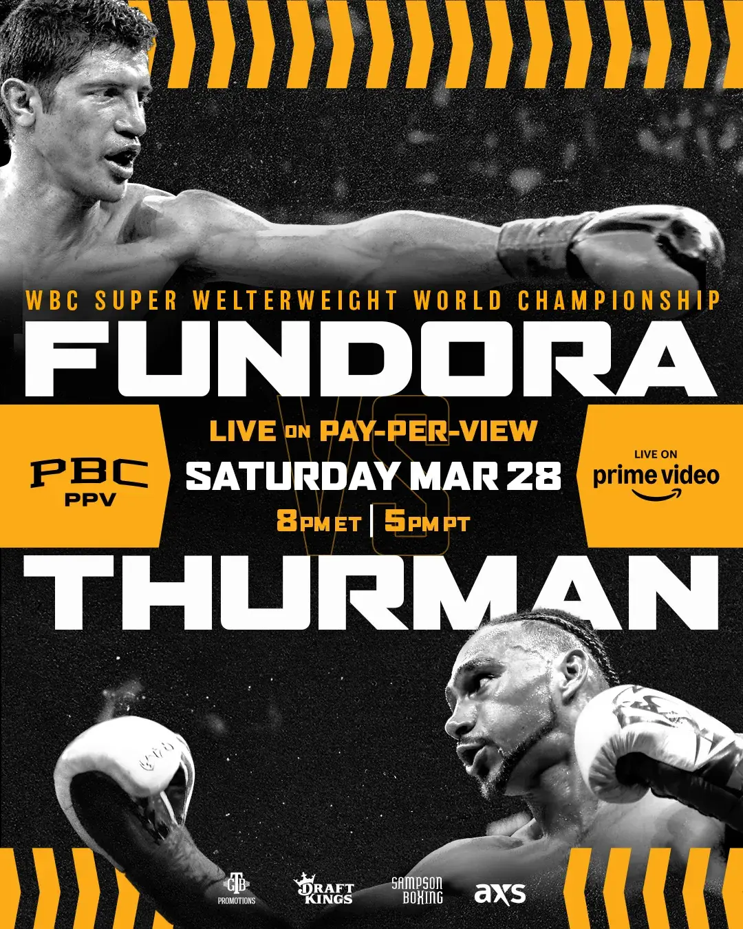 Fight art for the March 28, 2026, fight between Sebastian Fundora and Keith Thurman.