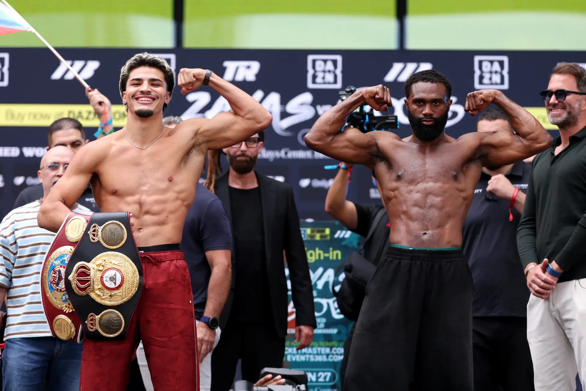Brooklyn, NY USA: Xander Zayas and Jaron Ennis at weigh-in on June 26, 2026