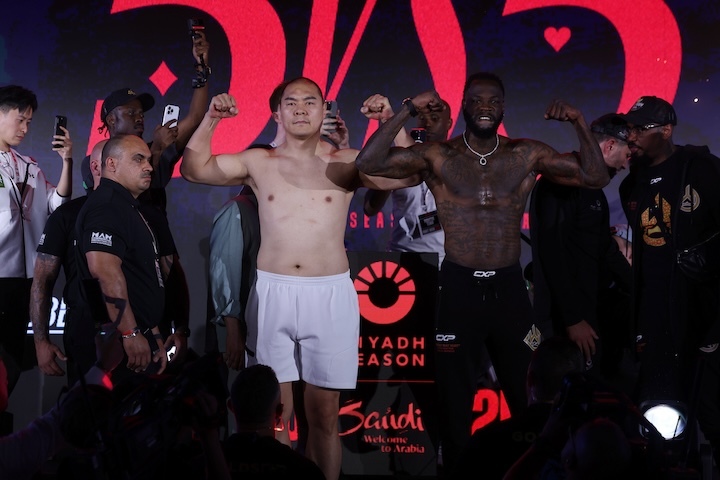 Zhilei Zhang Outweighs ‘Old Soldier’ Deontay Wilder By Almost 70lbs