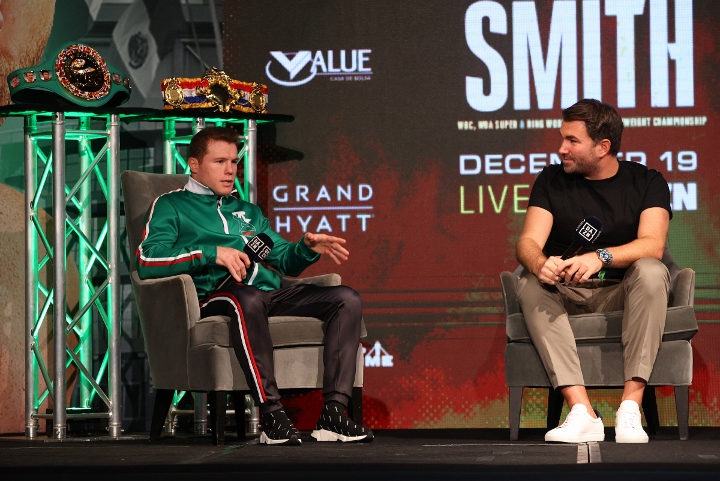 Eddie Hearn reveló que la eventual pelea entre Canelo y Caleb Plant podría aterrizar tanto en DAZN como en Fox Sports. Eddie Hearn reveló que la eventual pelea entre Canelo y Caleb Plant podría aterrizar tanto en DAZN como en Fox Sports.