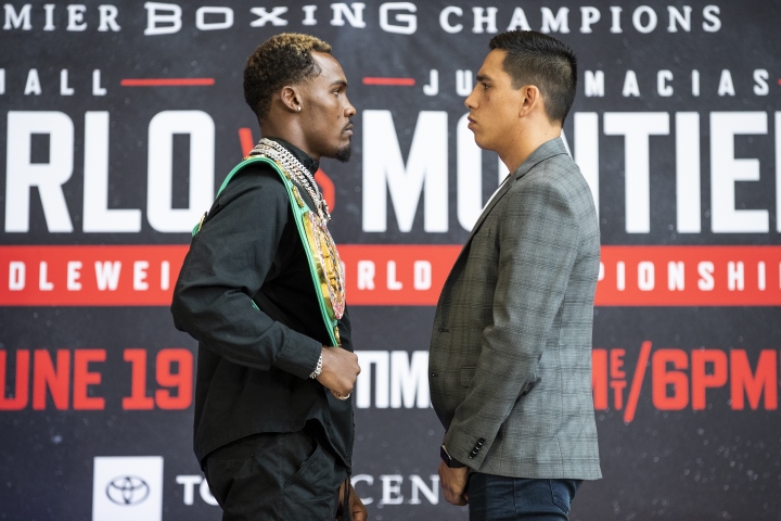 Jermall Charlo y Juan Macías Montiel se vieron cara a cara por primera vez, en camino a su pelea titular del 19 de junio en Houston.