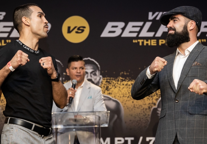 Photos Jono Carroll, Andy Vences Face To Face at Final Presser